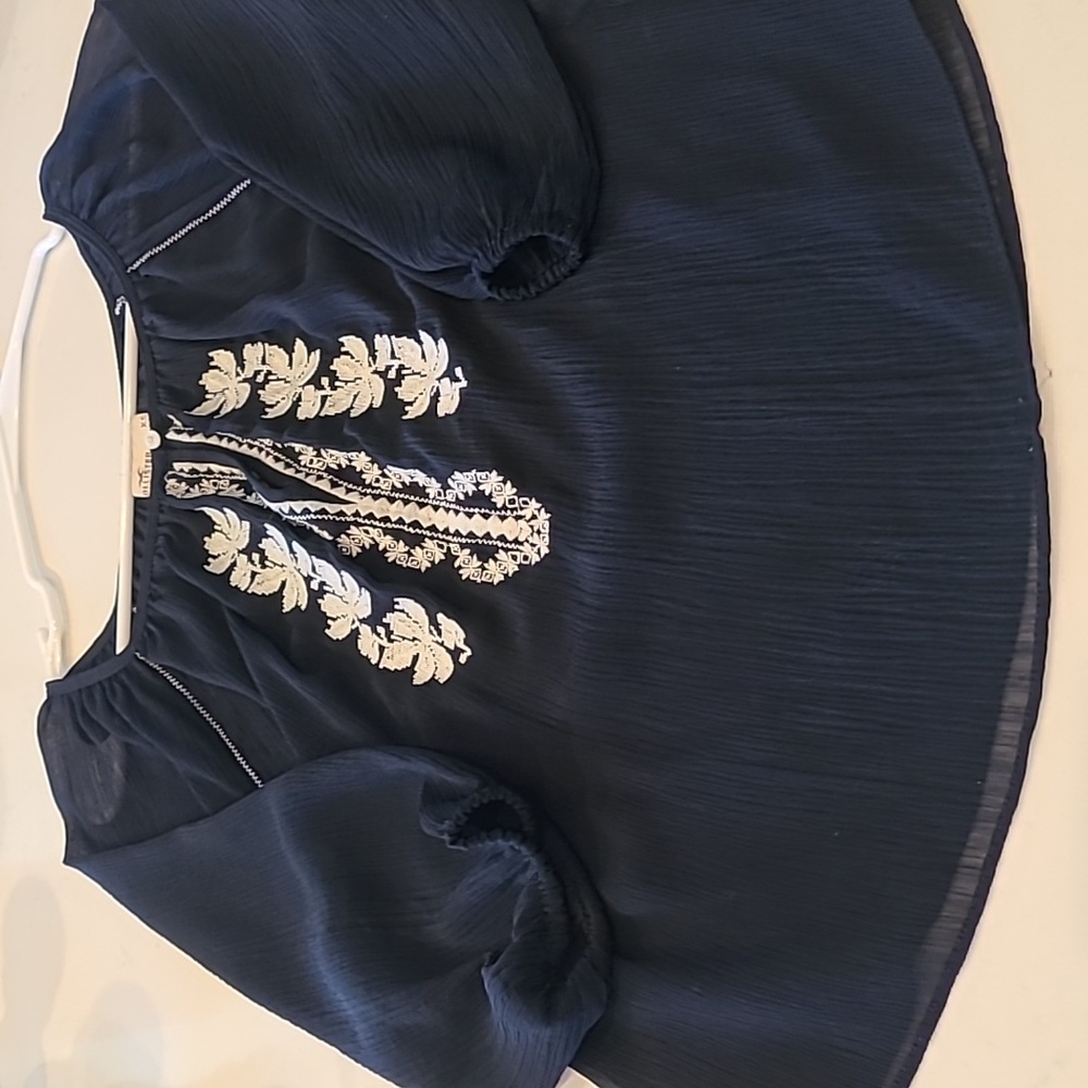 Hollister Sheer Navy blouse